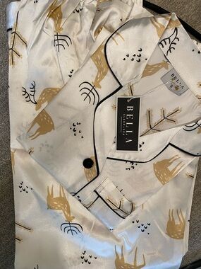 Bella Sleep Spa Oh Deer satin 2 piece pajama set